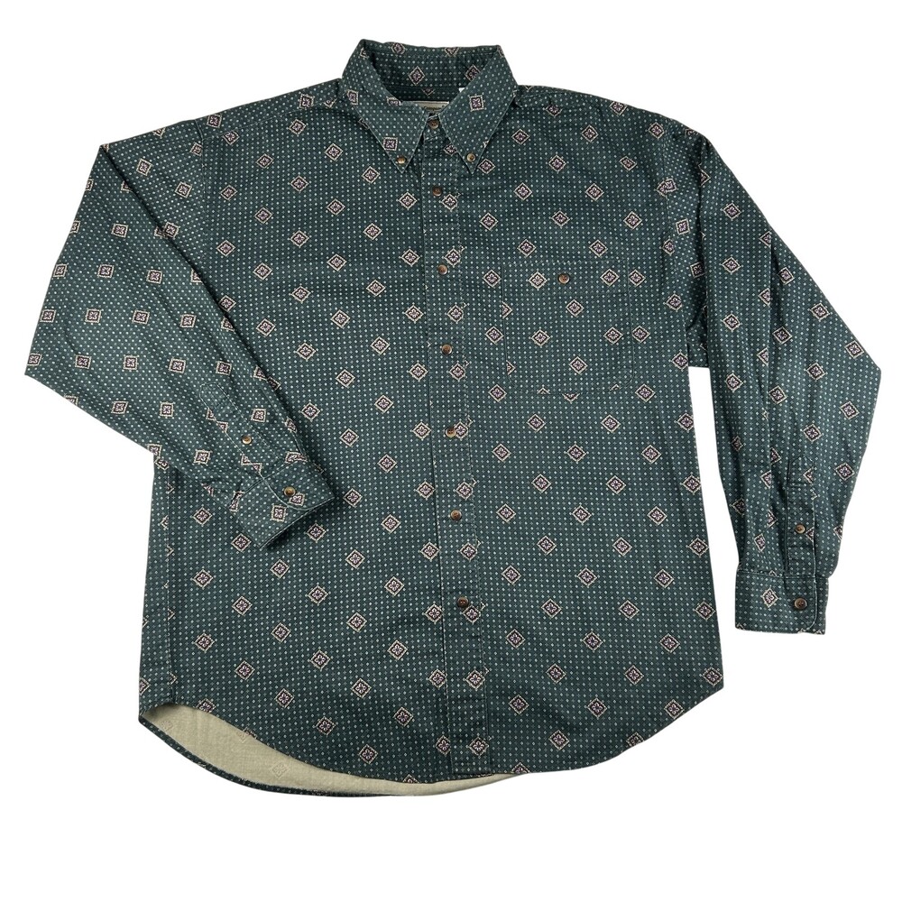 Vintage Bugle Boy Company Shirt Mens Large Geometric Pattern Button Up 90s AOP